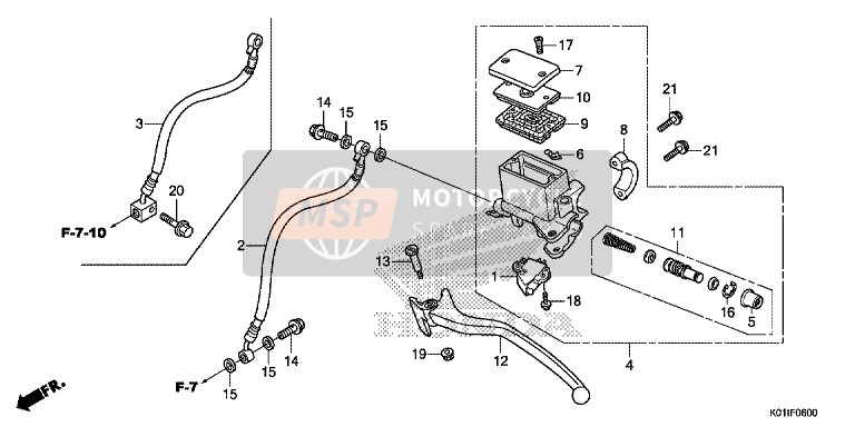 Honda SH125AS 2014 Pompa freno posteriore per un 2014 Honda SH125AS